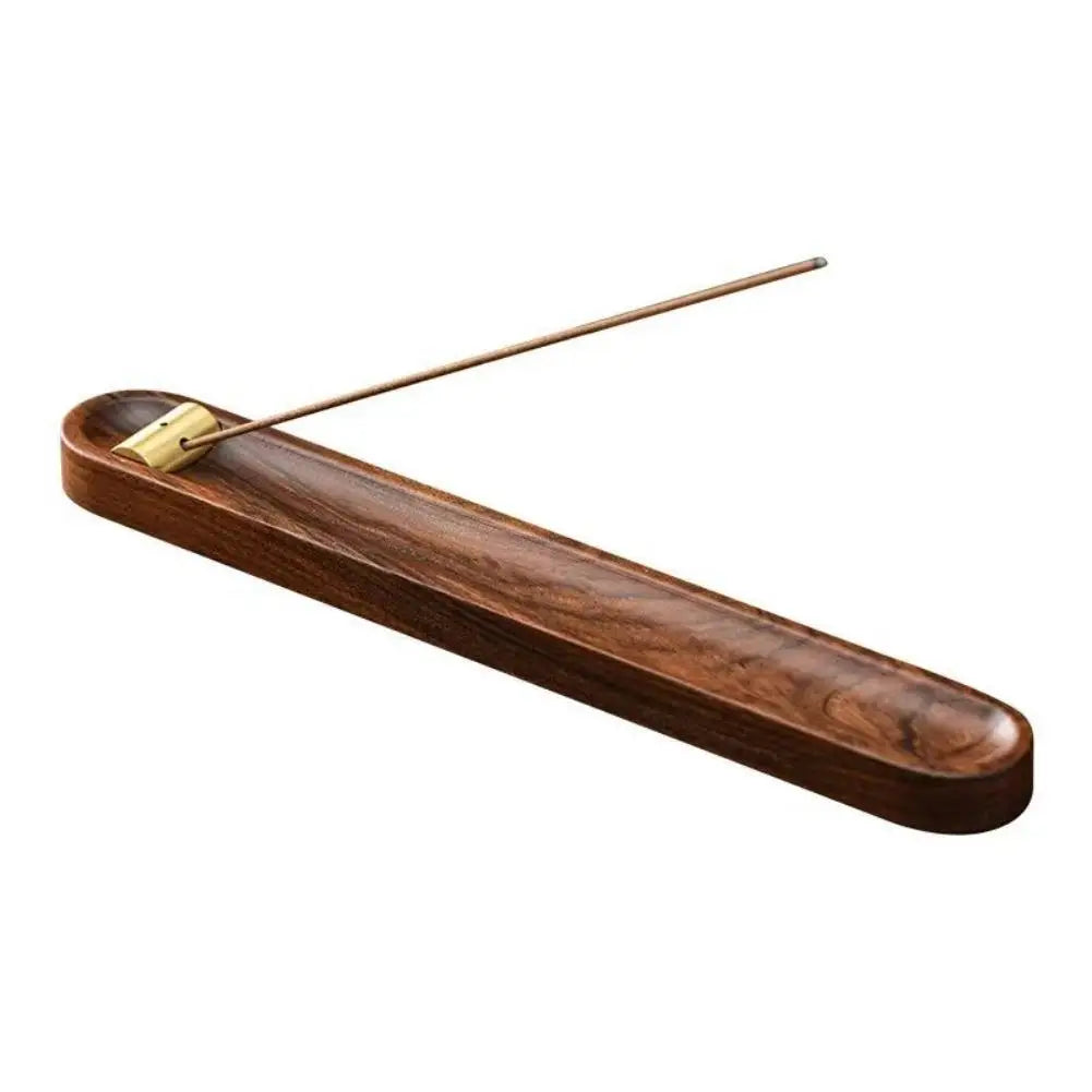 Walnut Wood Incense Stick Holder & Ash Tray – Brass Inlay Incense Stick Holder Axl brown