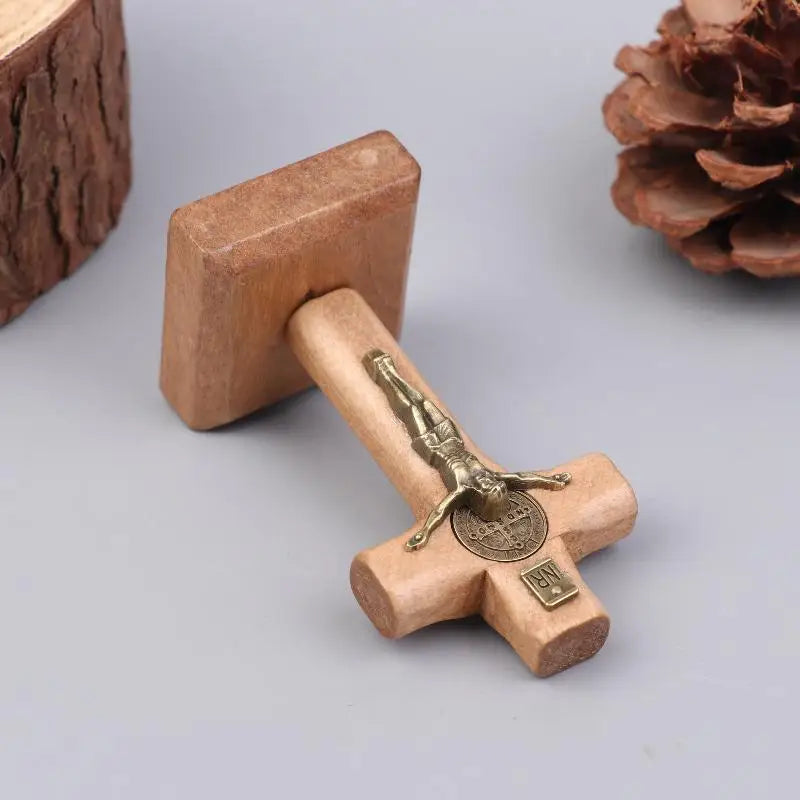 Wooden Standing Cross Figurine – Farmhouse Religious Decor Religious Figurine Axl Default Title