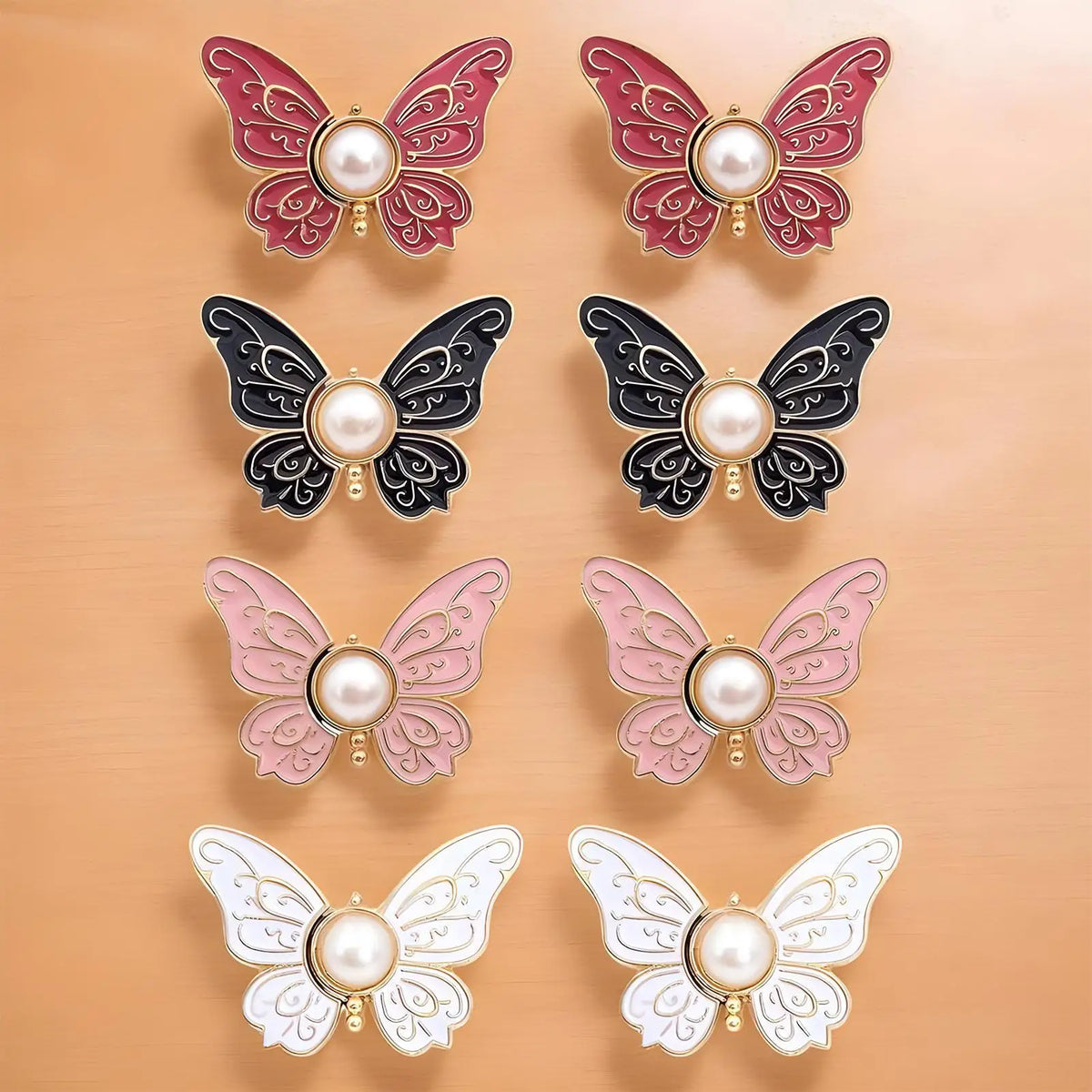 Butterfly Waist Tightener Clips – No-Sew Adjustable Button 8pc Clothing Adjuster Clips Axl