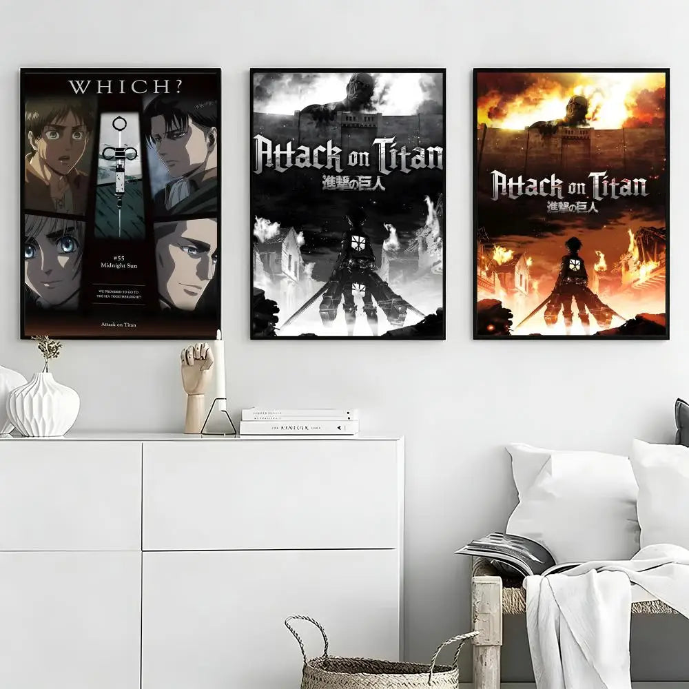 Attack on Titan Anime Poster – Self-Adhesive Waterproof Wall Sticker Anime Wall Poster Axl