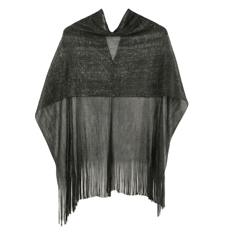 Sheer Beach Cover-Up Top – Lightweight Draped Gauze Swimwear Beach Cover-Up Axl Black Gold One Size