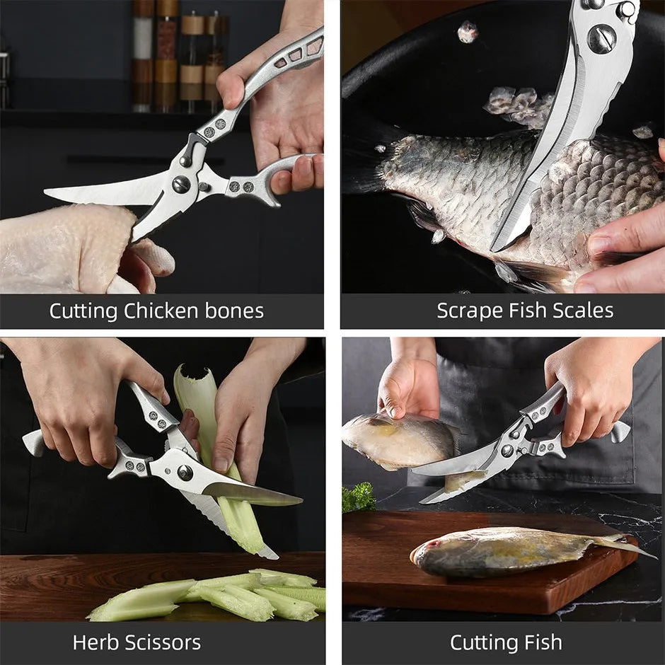 Multifunctional Stainless Steel Kitchen Scissors – Meat & Bone Kitchen Scissors Axl