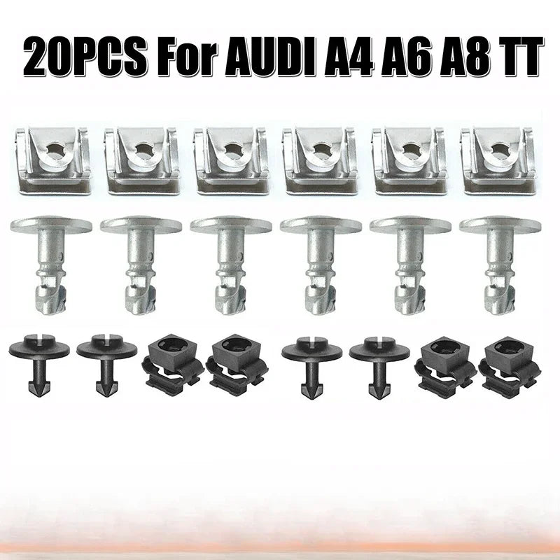 Engine Hood Screw & Floor Panel Clamp Kit – A4, A6, A8, TT Auto Panel Fastener Kit Axl 20pcs