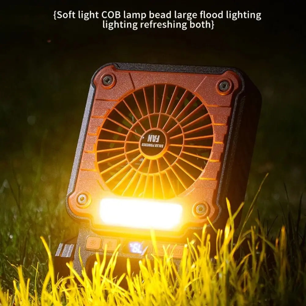 Solar Powered Camping Fan with LED Light – Foldable USB Fan Solar Camping Fan Axl