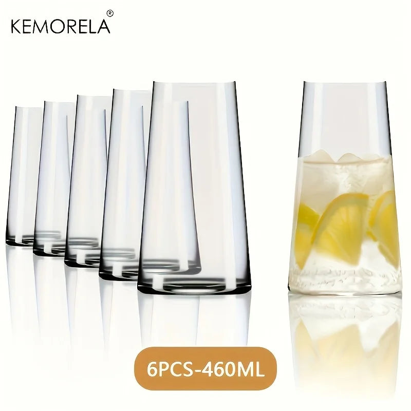 KEMORELA 6-Piece Highball Glass Set with Straws – 15.5 oz Highball Glass Set Axl 6PCS 301-400ml
