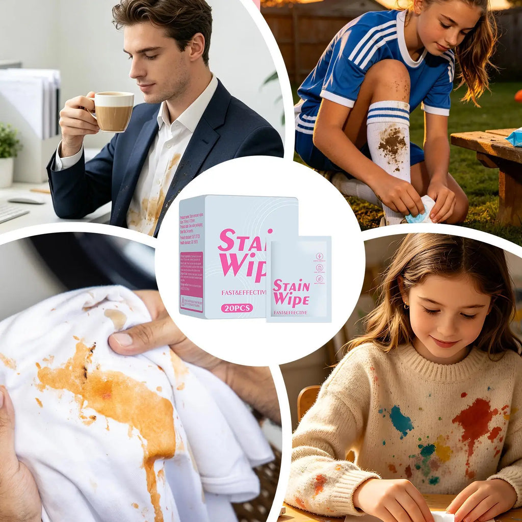 Stain Remover Wipes 20-Pack – No-Rinse Individually Wrapped Stain Remover Wipes Axl
