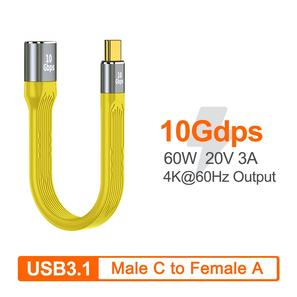 USB 4 Cable 40Gbps USB-C to C 100W PD 8K 60Hz Short 13.8cm USB-C Data Cable Axl C to Female A 10GB