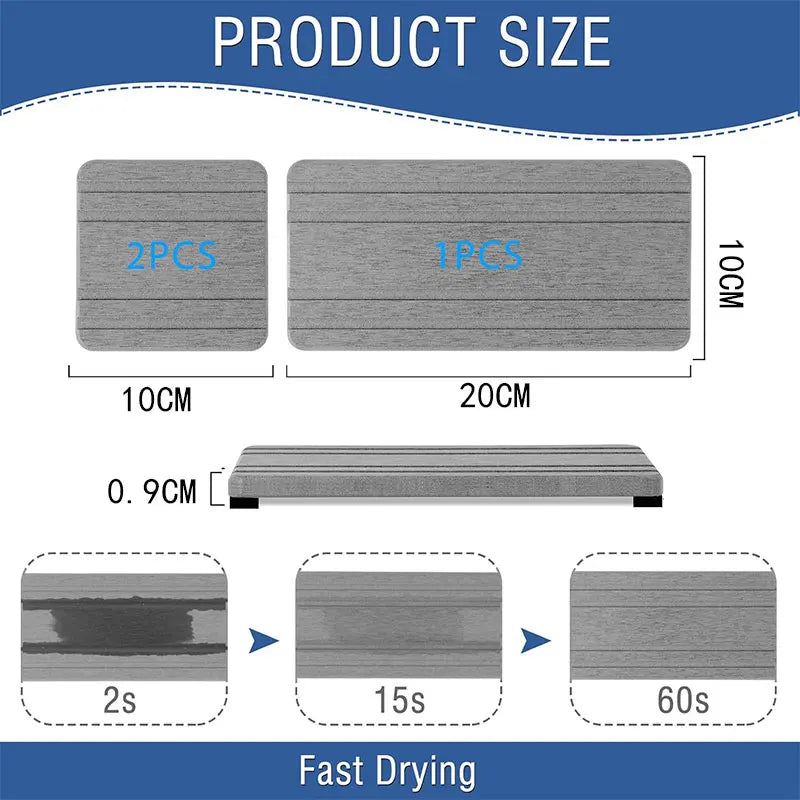 3-Pack Diatomite Sink Tray | Fast-Drying Stone Counter Mat Diatomite Counter Tray Axl