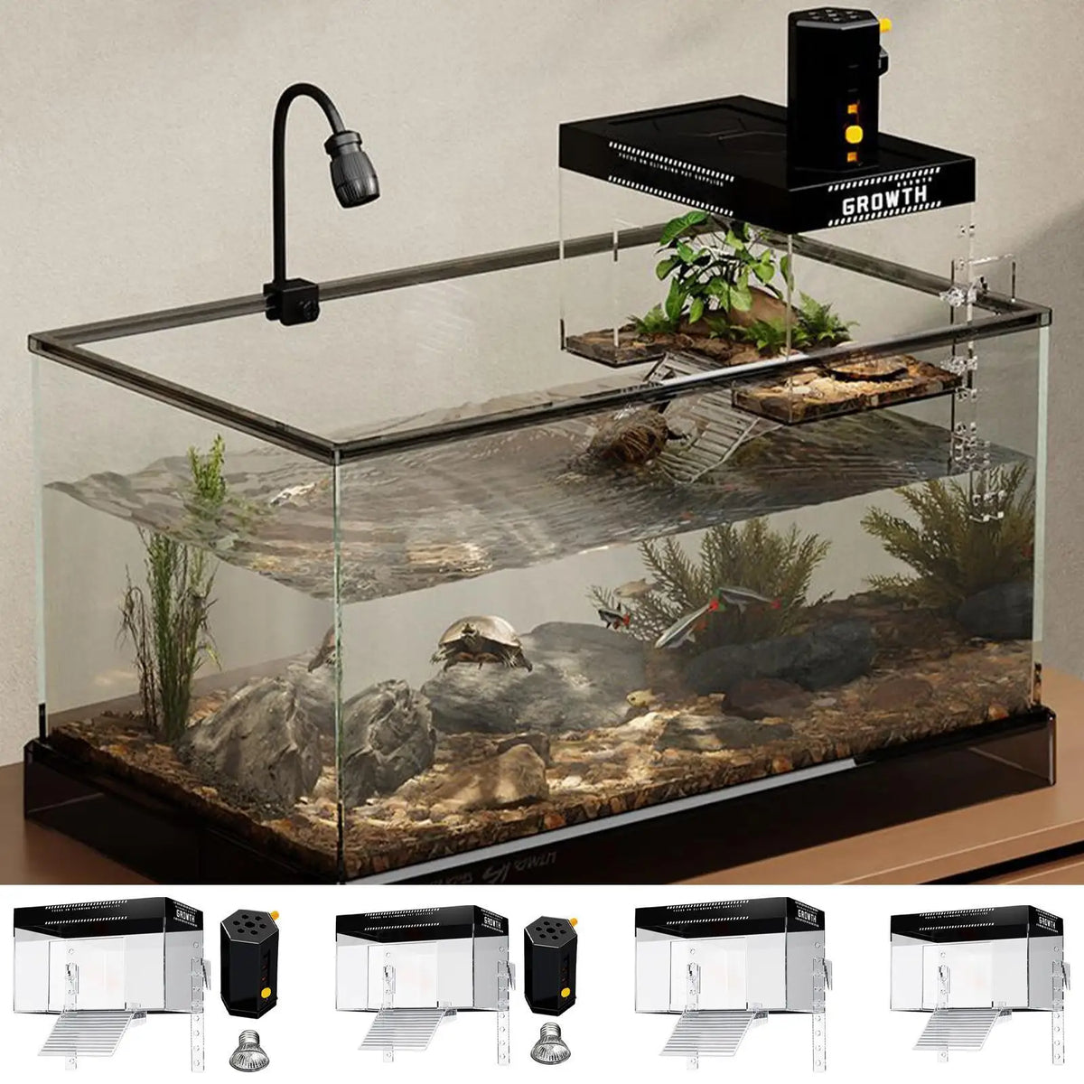 Turtle Tank Basking Dock with Anti-Slip Ramp | Reptile Habitat Reptile Basking Dock Axl