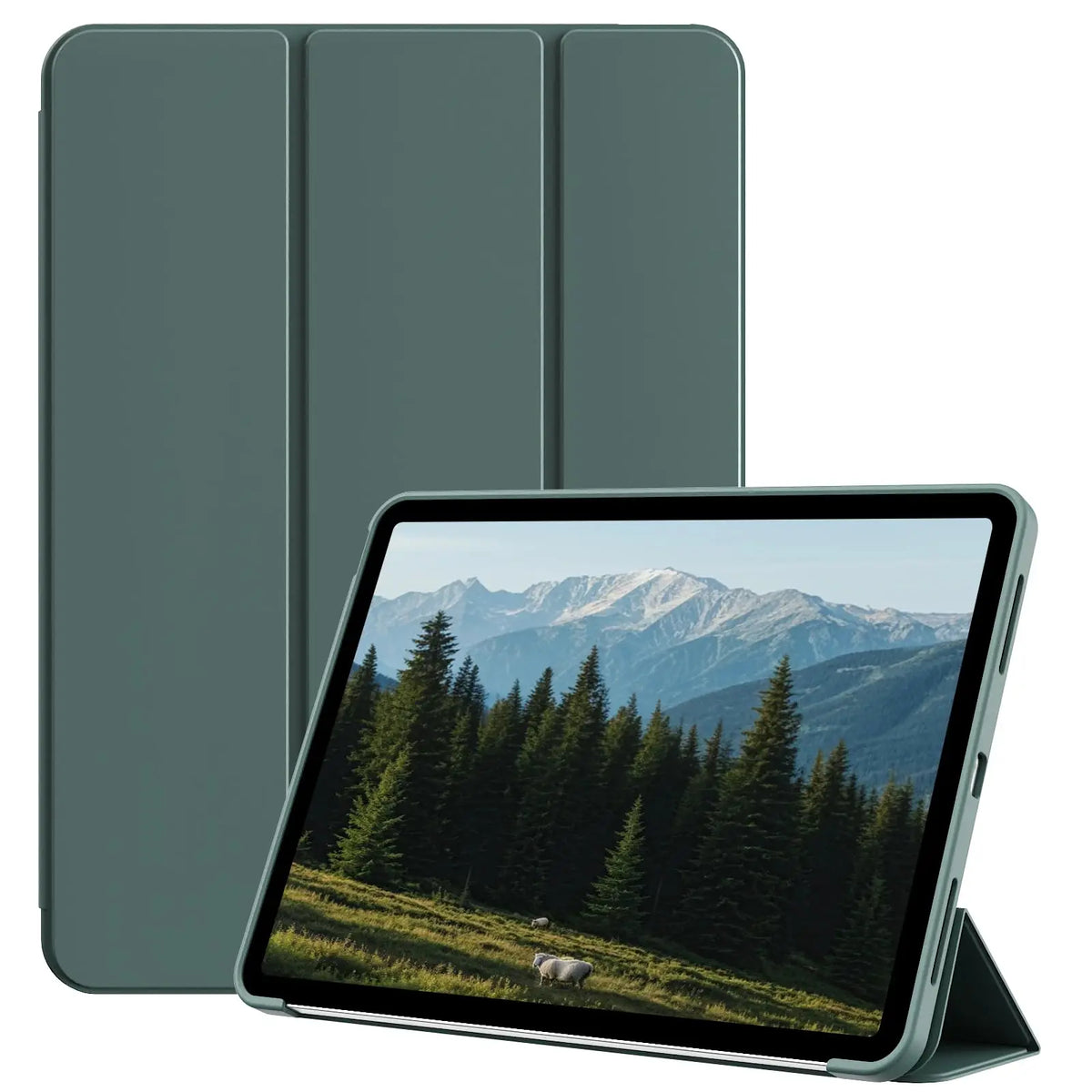 Tri-Fold Silicone Smart iPad Case – Shockproof Magnetic Cover Tablet Folio Case Axl Green iPad Pro 11 (M4 M5)