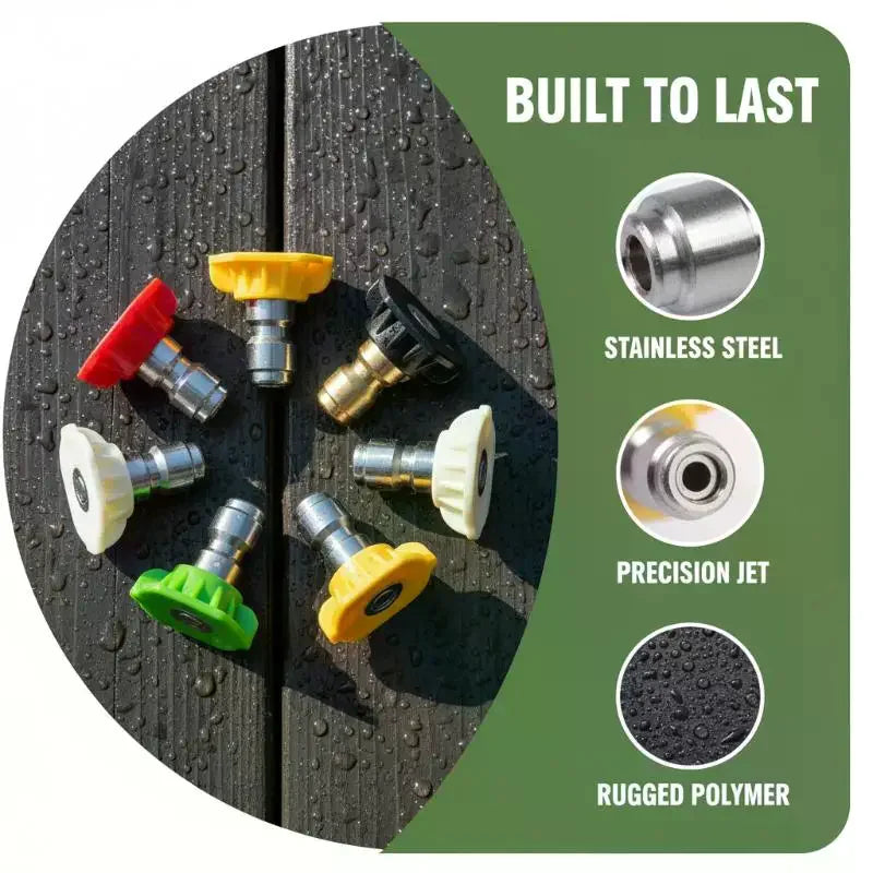 5-Pc Pressure Washer Nozzle Tips Set 1/4'' Quick Connect 0–65° Pressure Washer Nozzles Axl
