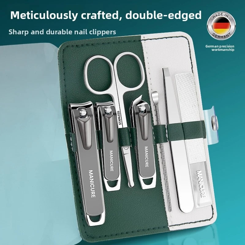 Stainless Steel Manicure Set – Portable Nail Care Kit & Bag Manicure Set Axl