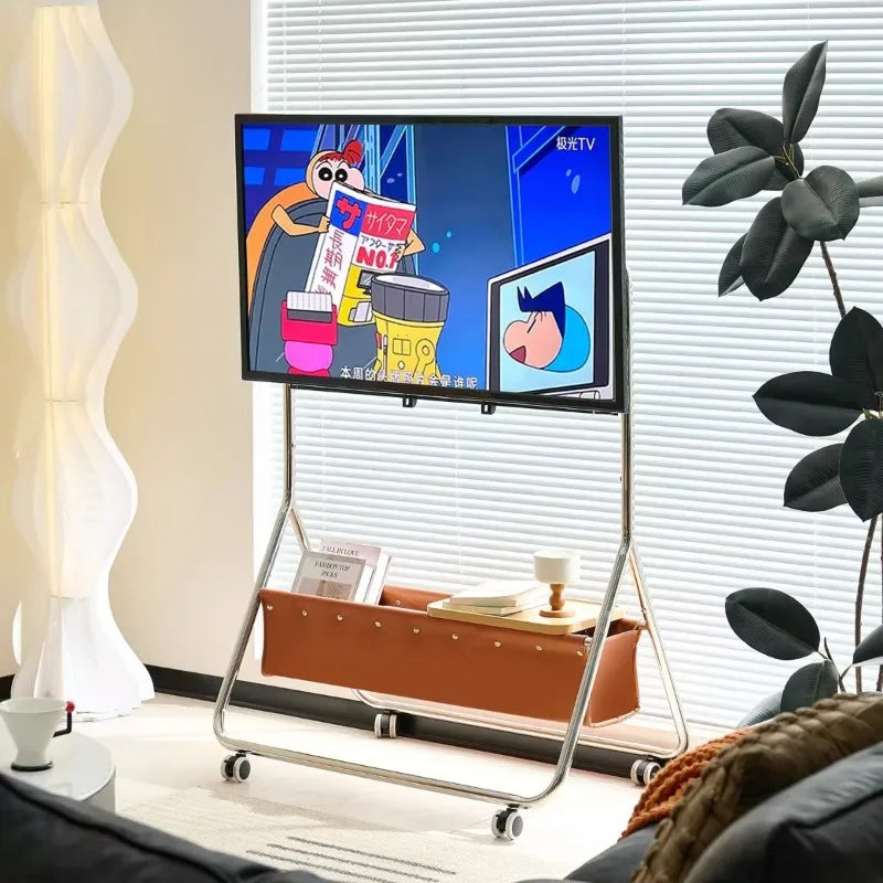 Nordic TV Stand – Stainless Steel Storage Rack with Wheels TV Stand Axl