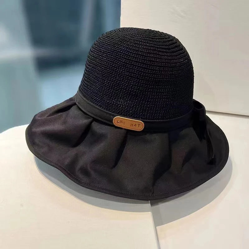Women's Wide Brim Bucket Hat – UV Protection Beach Sun Cap Women's Sun Hat Axl Black