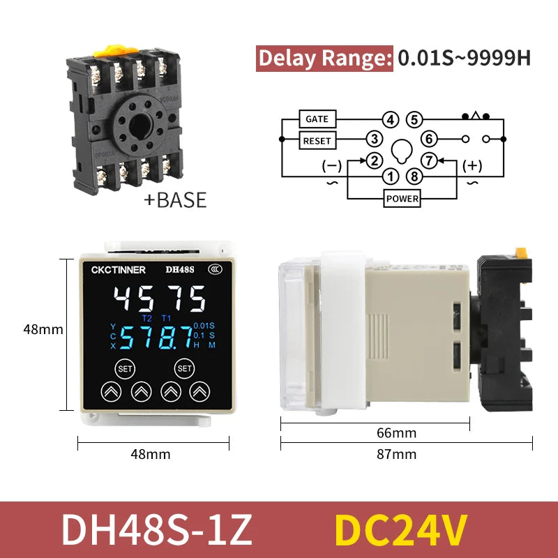 DH48S Digital Time Relay Programmable Cycle Delay Din Rail Digital Time Relay Axl DH48S-1Z DC24V