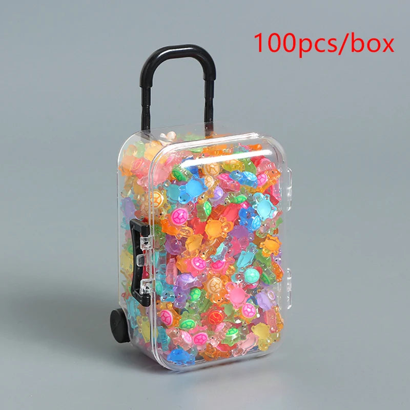 100 Pcs Glow-in-the-Dark Mini Turtle Resin Figurines Fairy Garden Miniature Resin Figurines Axl Set