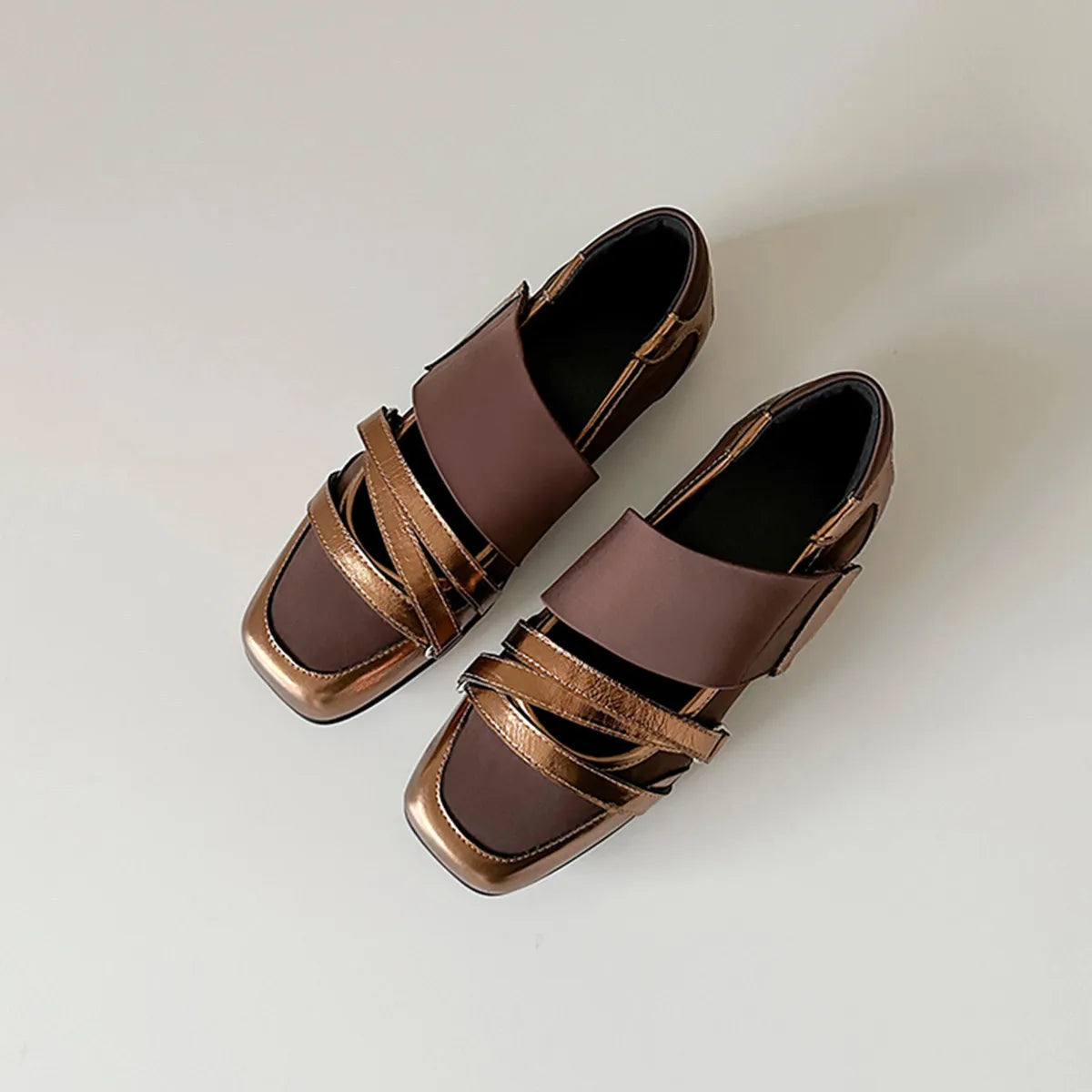 Women's Square Toe Ballet Flats – Retro Roman Breathable Loafers Women's Ballet Flats Axl Gold 35