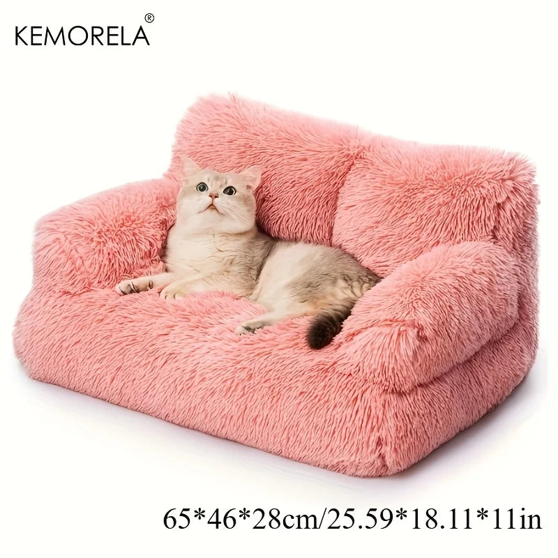 KEMORELA Luxury Long-Hair Cat Sofa Bed for Large Cats Cat Sofa Bed Axl Tender Pink 55X38X18cm