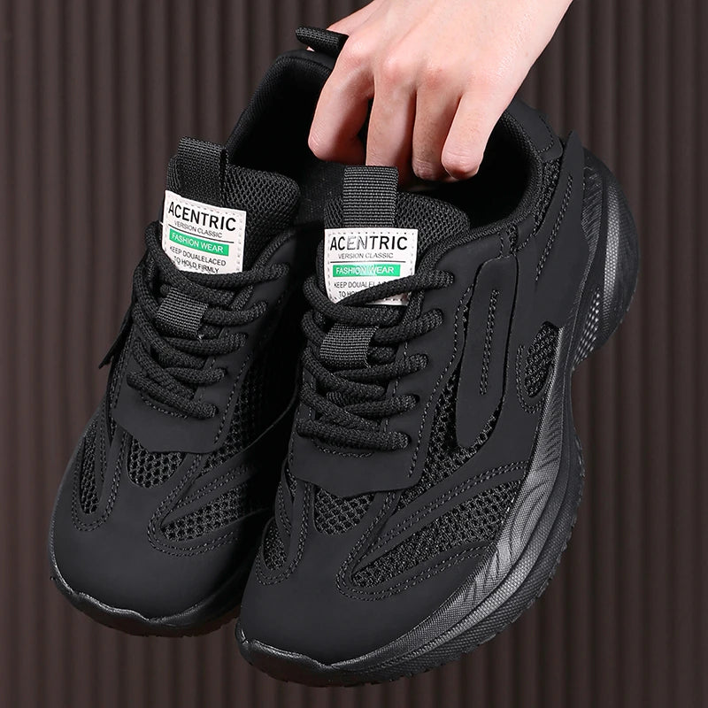 Women's Mesh Platform Sneakers – Breathable Lightweight Lace-Up Platform Sneakers Axl 42 black