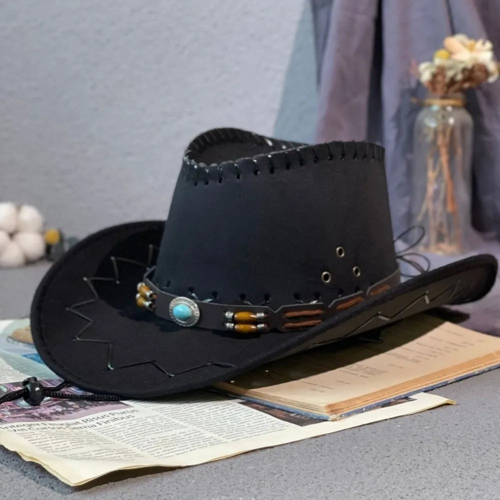 Vintage Wide Brim Western Cowboy Fedora Hat | Sun Protection Western Fedora Hat Axl