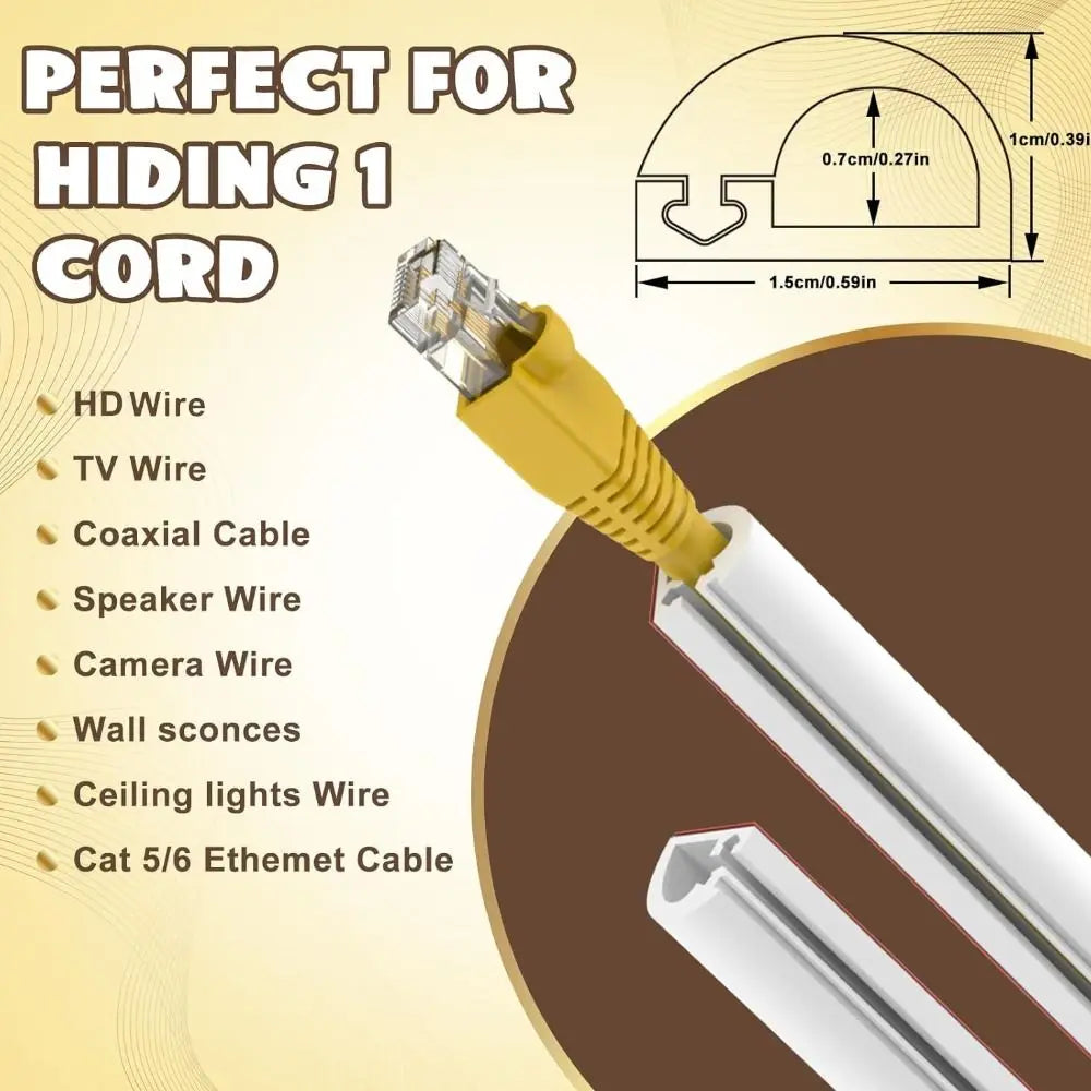 Self-Adhesive Cable Raceway – 1m Wall Cord Hider & Wire Cover Cable Raceway Axl