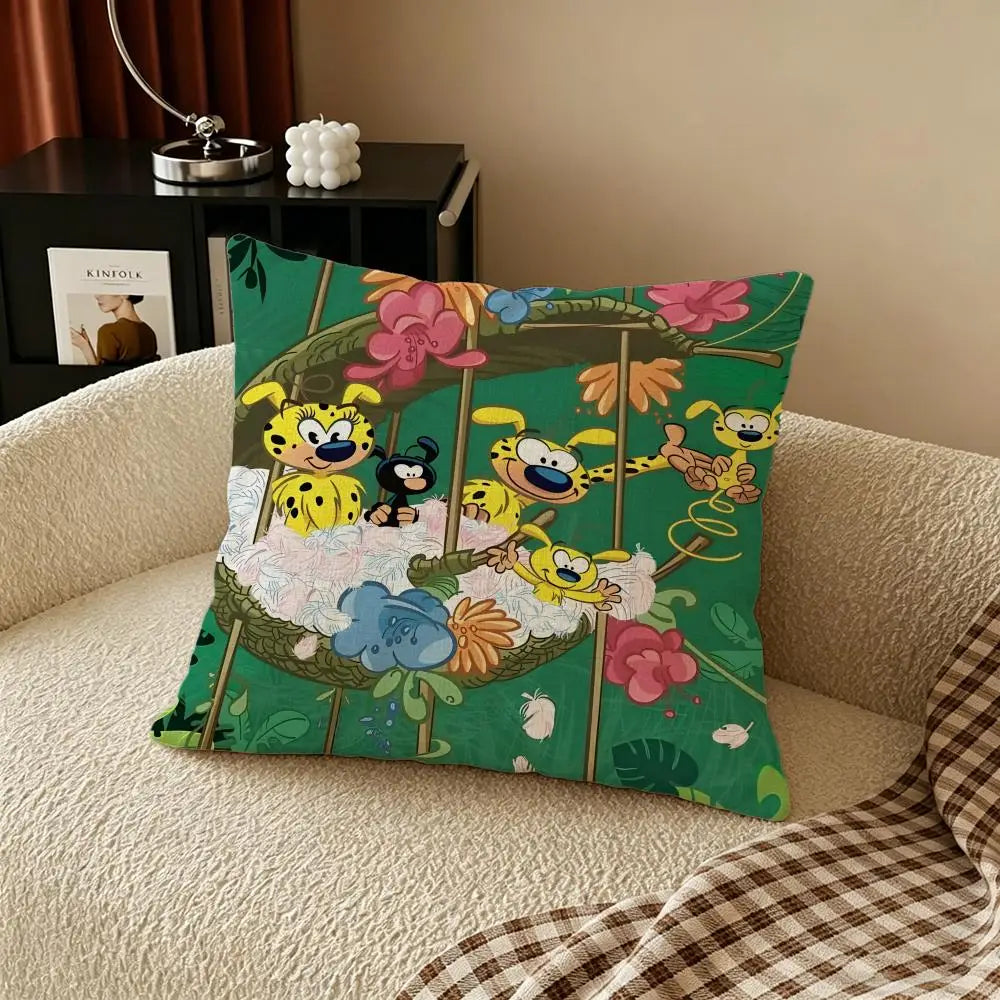 Marsupilami Linen Cushion Cover | Cartoon Pillowcase Set Decorative Cushion Cover Axl