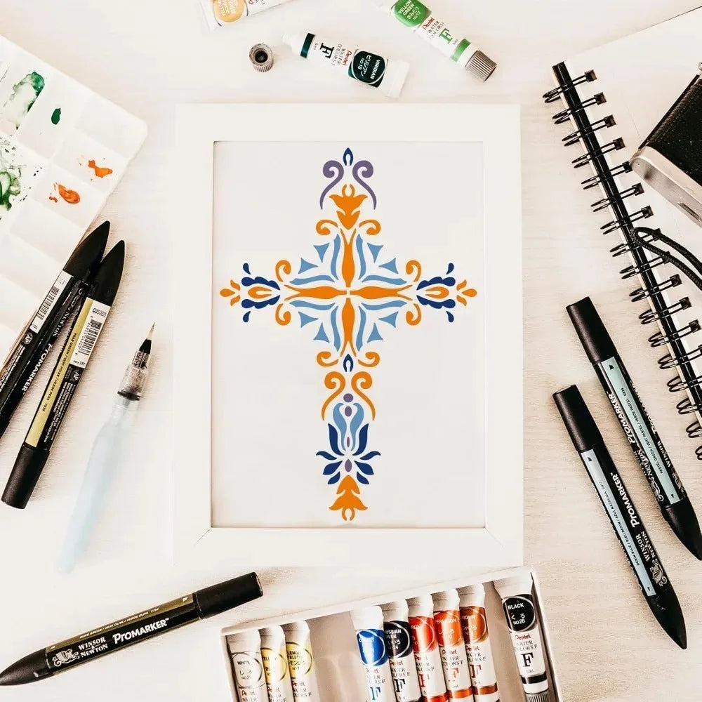 Crucifix Cross Painting Stencil 8.3x11.7" | DIY Scrapbooking Craft Stencil Axl