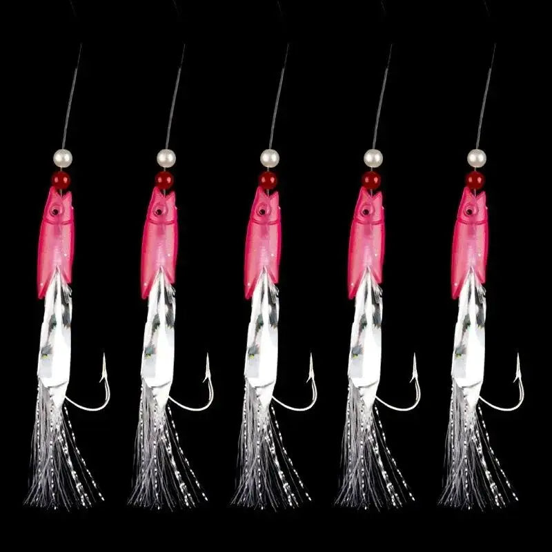 5-Pack Soft Fishing Lure Rigs – Barbed Hooks & Glow Bait Jigs Fishing Lure Rigs Axl