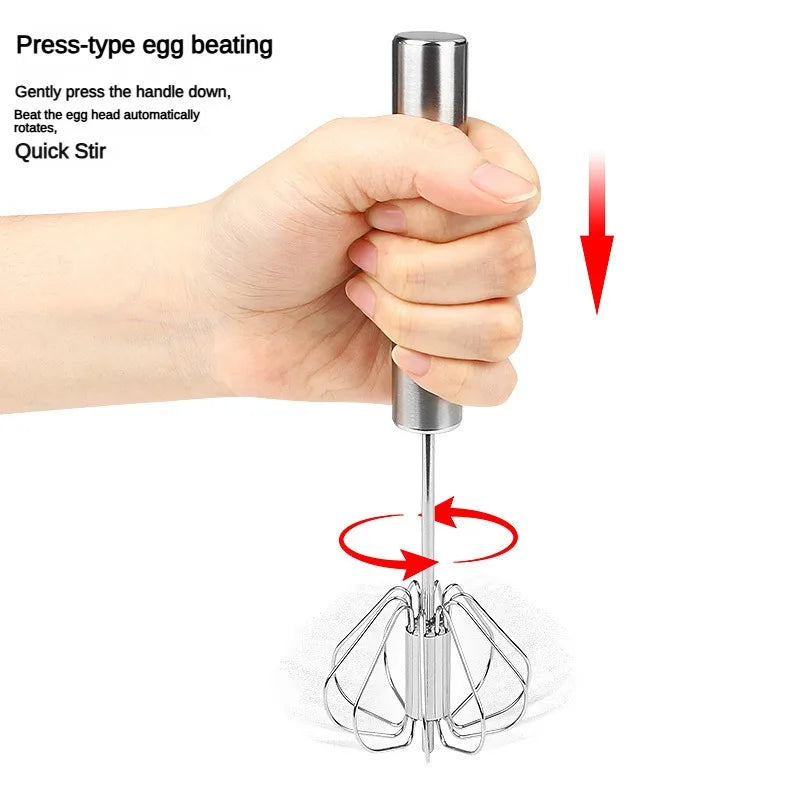 Stainless Steel Manual Egg Beater – Rotary Whisk for Baking Manual Egg Beater Axl