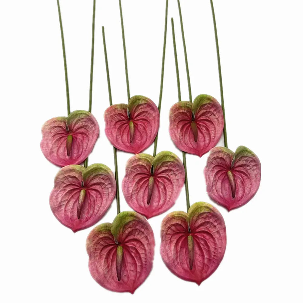 Real Touch PU Anthurium Artificial Flower Branch 61cm Stem Artificial Flower Branch Axl