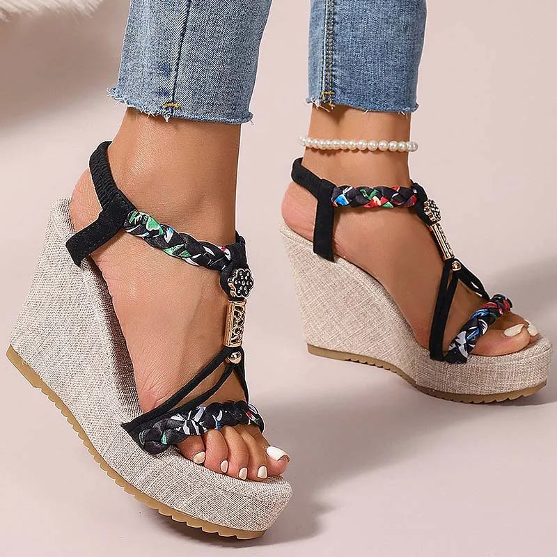 Women's Bohemian Wedge Platform Sandals – High Heel Summer Shoes Wedge Platform Sandals Axl