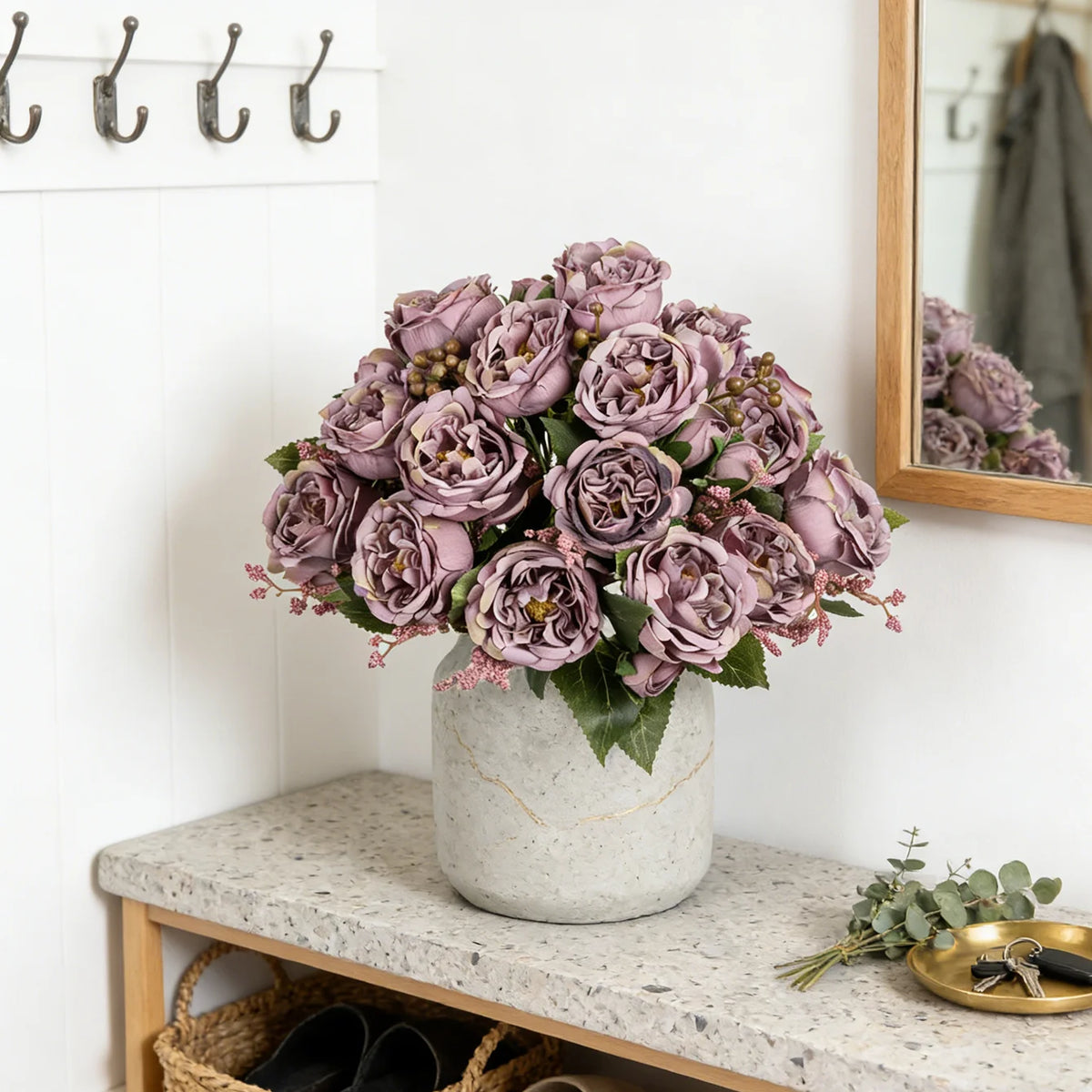 Artificial Silk Peony Rose Bouquet – Wedding & Home Décor Artificial Flower Bouquet Axl