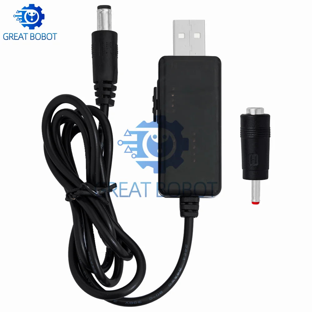 USB Boost Converter 5V to 9V/12V Step-Up Cable + 3.5×1.35mm USB Voltage Converter Axl