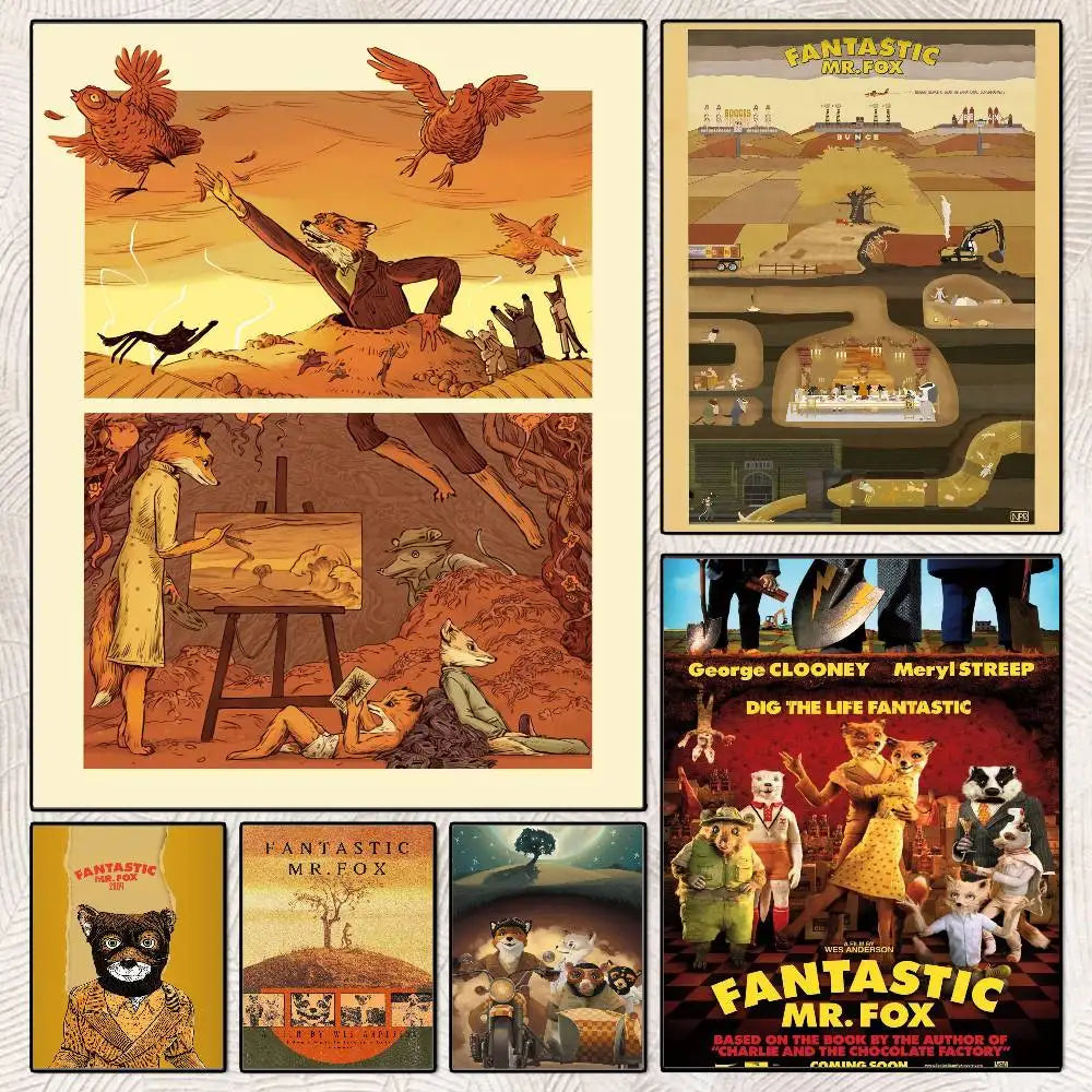 Fantastic Mr. Fox Poster – Self-Adhesive Waterproof Wall Art Wall Art Poster Axl