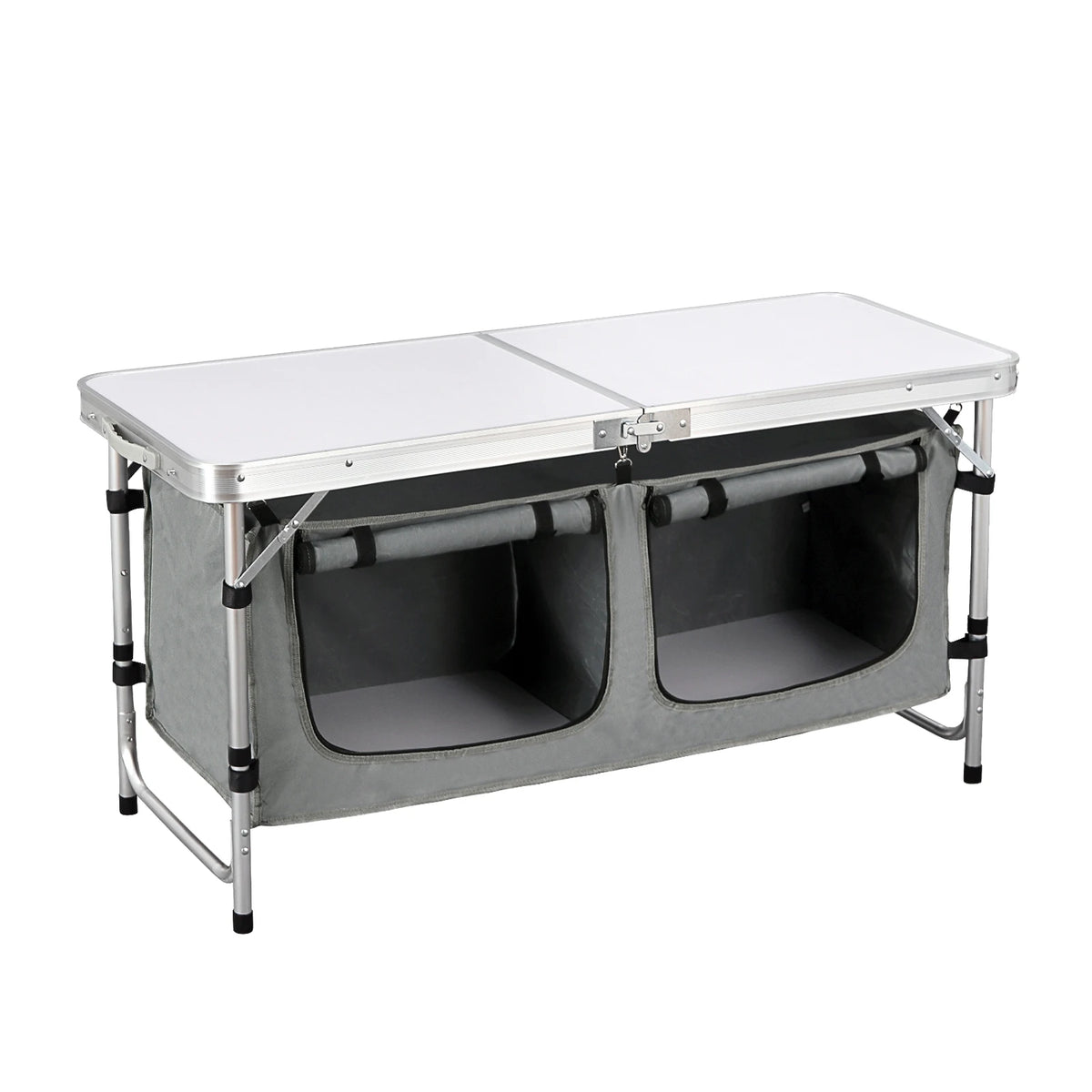 Folding Aluminum Camping Table with Storage Bag | Height Adjustable Folding Camping Table Axl White Grey