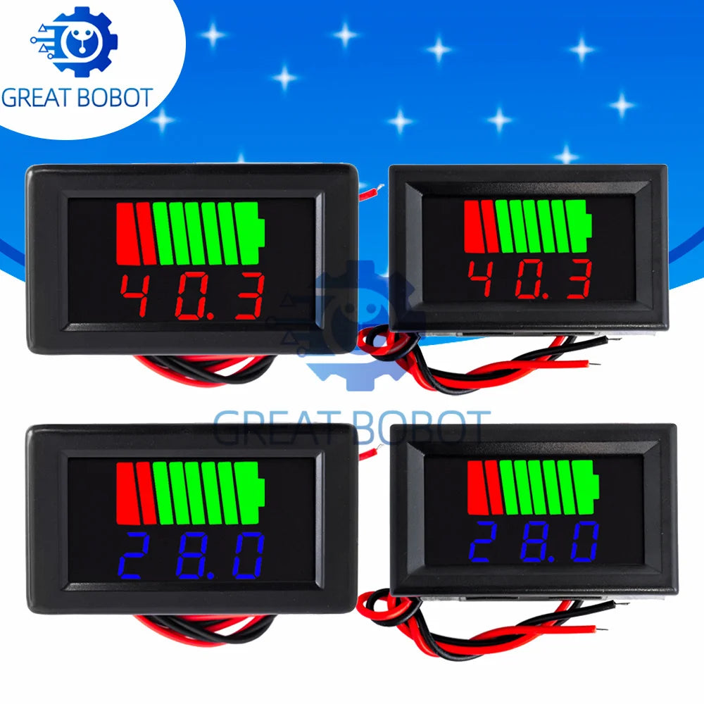 12V–60V Battery Capacity Meter | Blue LED Voltmeter Waterproof Battery Capacity Meter Axl