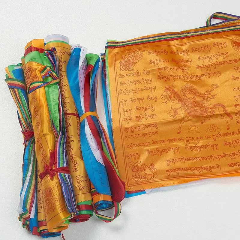 Tibetan Buddhist Lung Ta Prayer Flags – Colour Print Silk Banner Decorative Prayer Flags Axl 7m