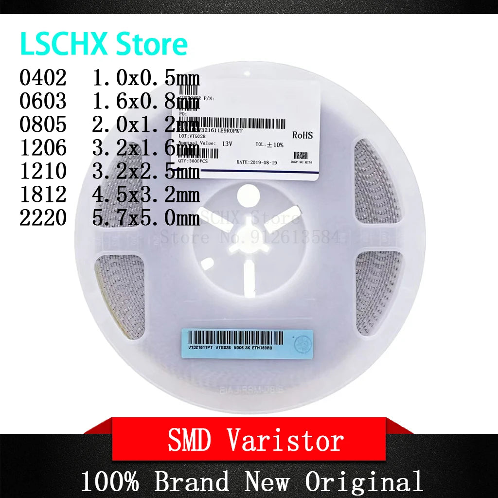 SMD Varistor Roll 0603–2220 | 8V to 47V Voltage Protection SMD Varistor Axl 1210 Varistor 3000 3.3V