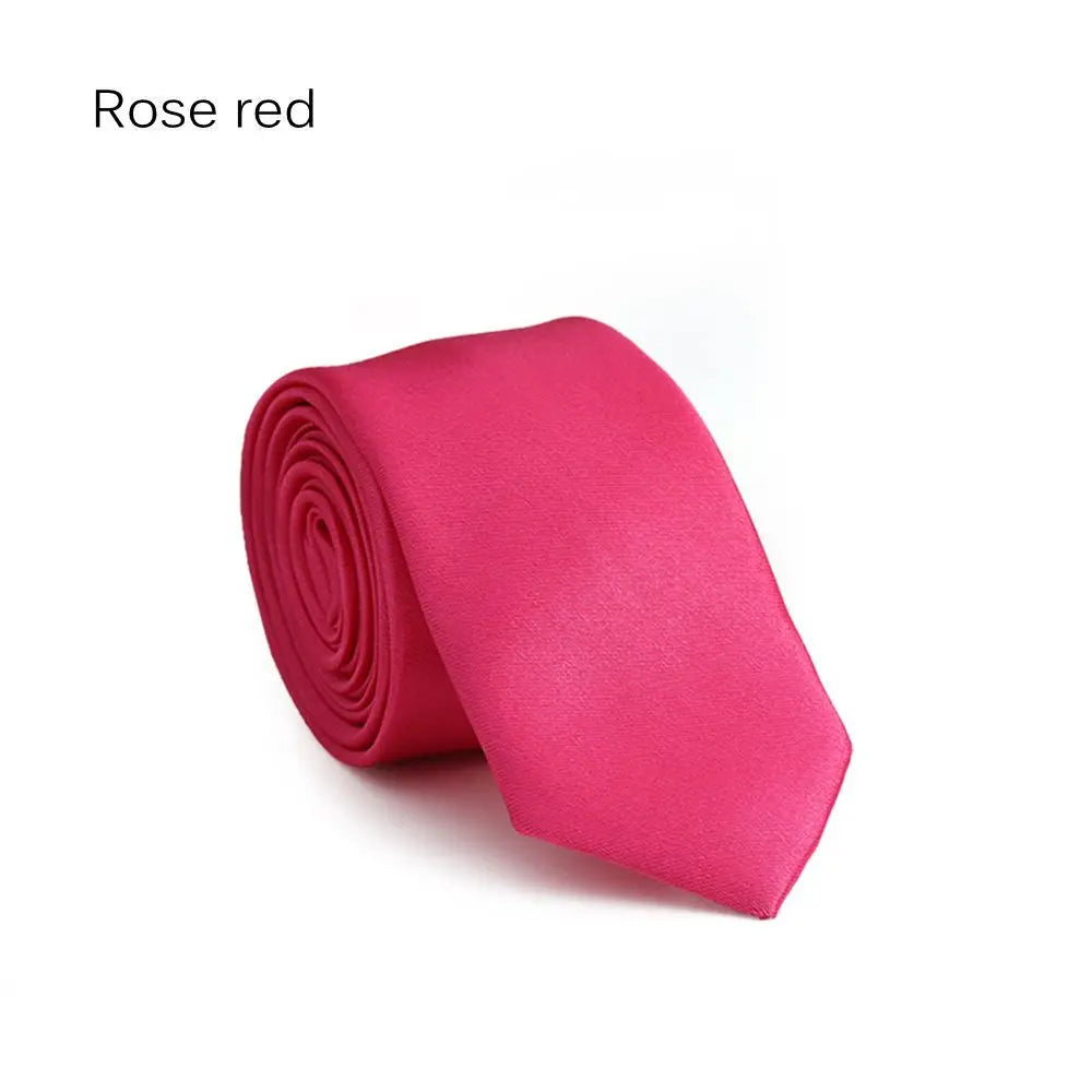 Men's Slim Solid Skinny Necktie – Faux Silk Wedding & Party Tie Men's Necktie Axl rose red