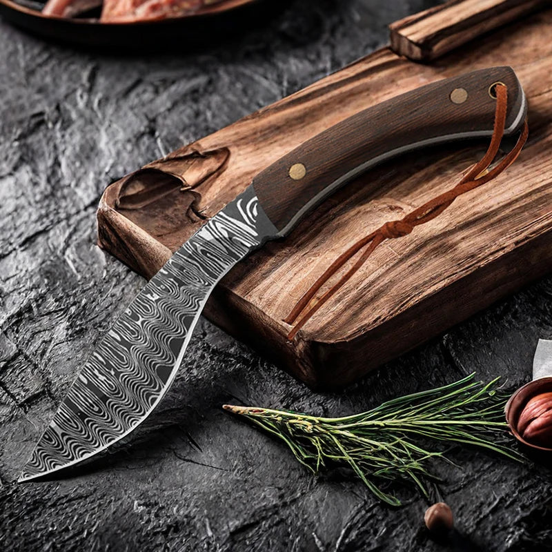 Damascus Stainless Steel Boning & Cleaver Knife + Sheath Kitchen Knife Axl