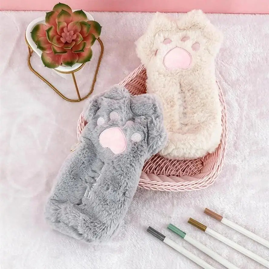 Japanese Plush Cat Claw Pencil Case – Large Capacity Pouch Plush Pencil Case Axl