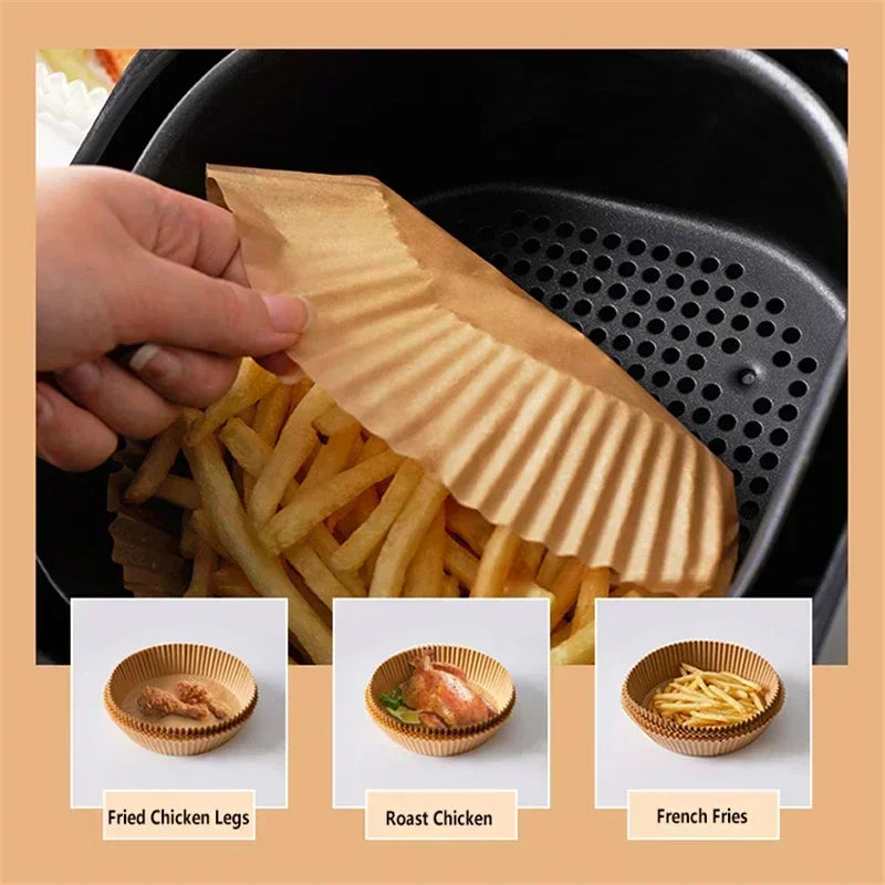 50-Pack Air Fryer Parchment Paper Liners – Non-Stick Disposable Air Fryer Liners Axl