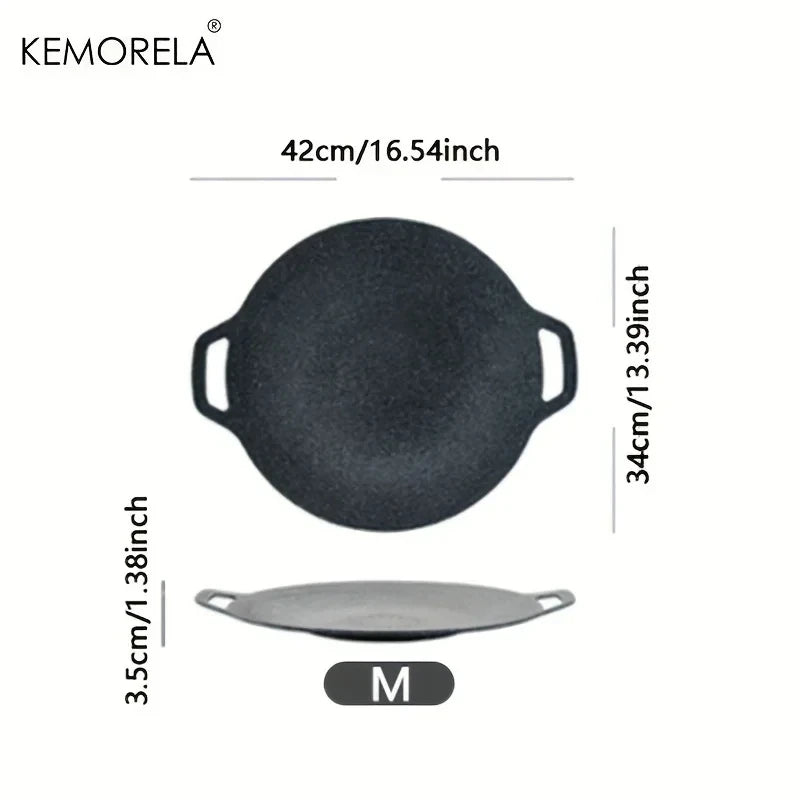 KEMORELA Non-Stick Korean BBQ Grill Pan | Induction & Camping BBQ Grill Pan Axl 34CM