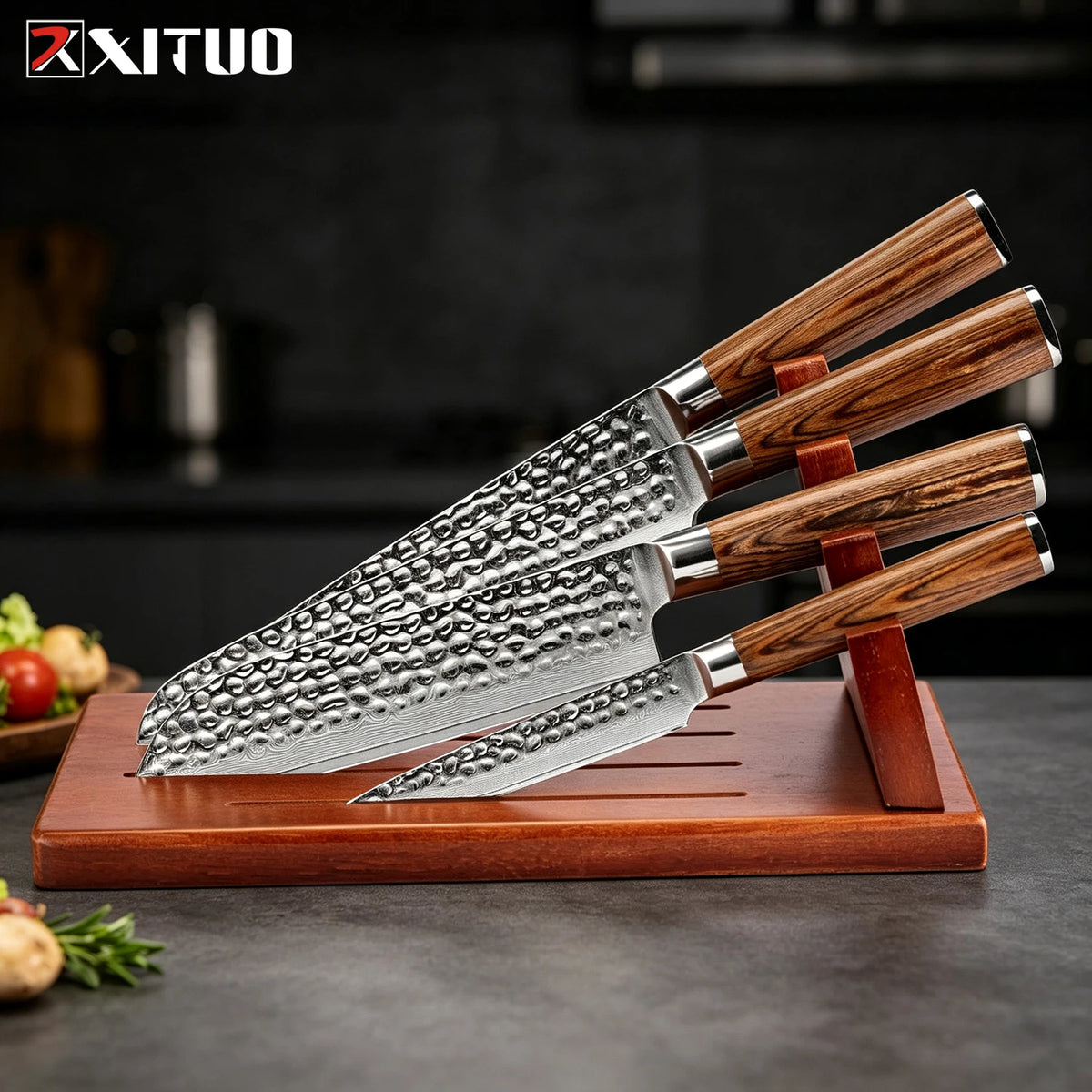 XITUO 5-Piece Damascus Steel Knife Set – Chef & Santoku Damascus Knife Set Axl 5PCS Knife Set