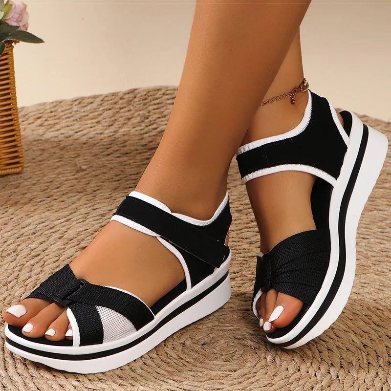 HAJINK Women's Peep Toe Wedge Sandals – Summer Low Platform Wedge Sandals Axl