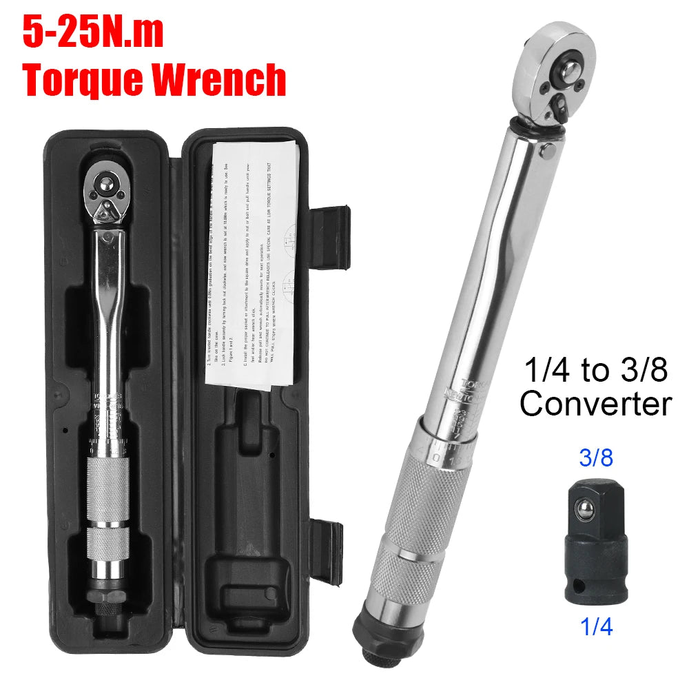 NICEYARD 1/4" Drive Torque Wrench 5-25 N·m | Car Bike Tool Torque Wrench Axl