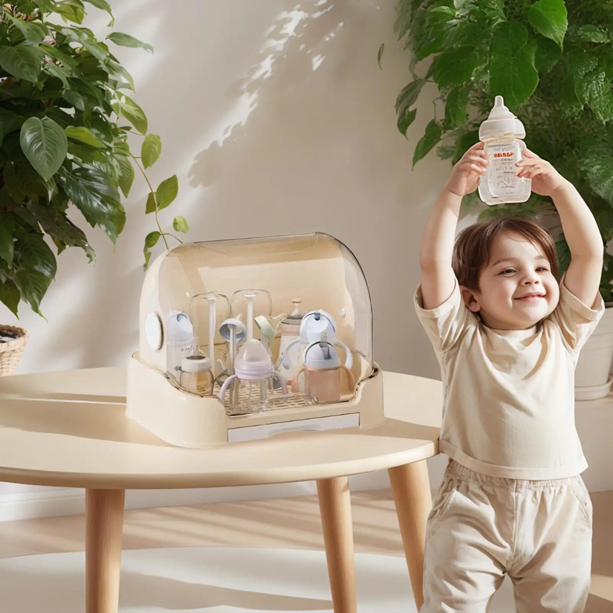 Baby Bottle Organizer with Drain Tray & Dustproof Lid Baby Bottle Organizer Axl