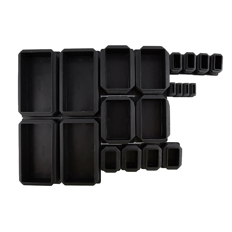 4PCS Black Rectangle Plastic End Cap Tube Pipe Blanking Plug Tube End Cap Axl