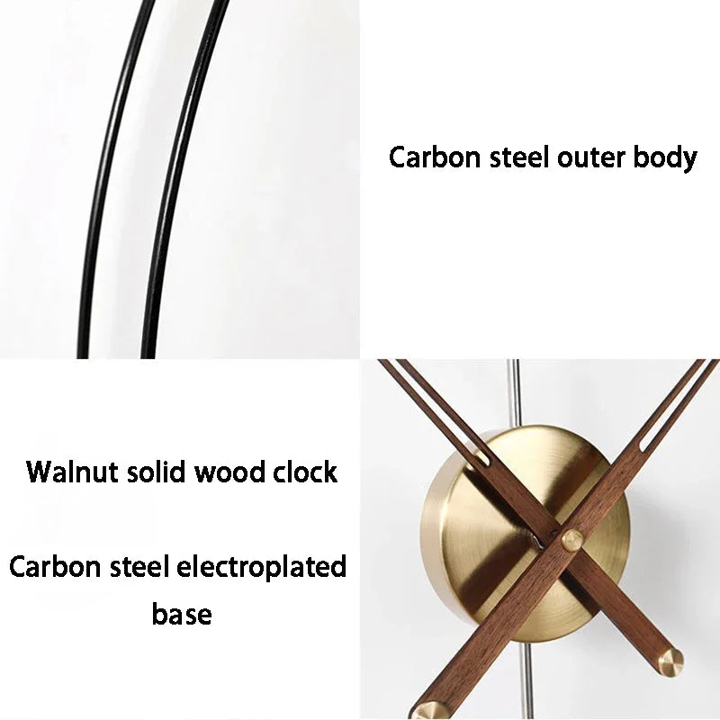 Large 80cm Silent Minimalist Wall Clock – Wood & Metal Hands Wall Clock Axl