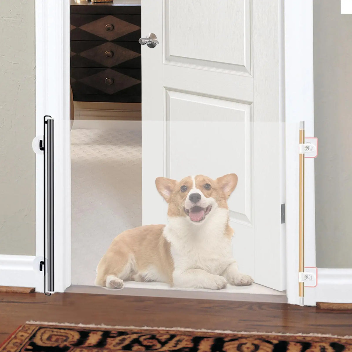 Retractable Pet Gate – Expandable Mesh Dog & Baby Barrier Retractable Pet Gate Axl